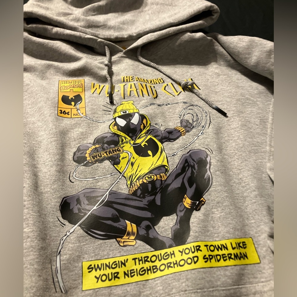 Gray Wu-Tang Spiderman Collab | Protect Ya Neck Lyrics Comic Hoodie